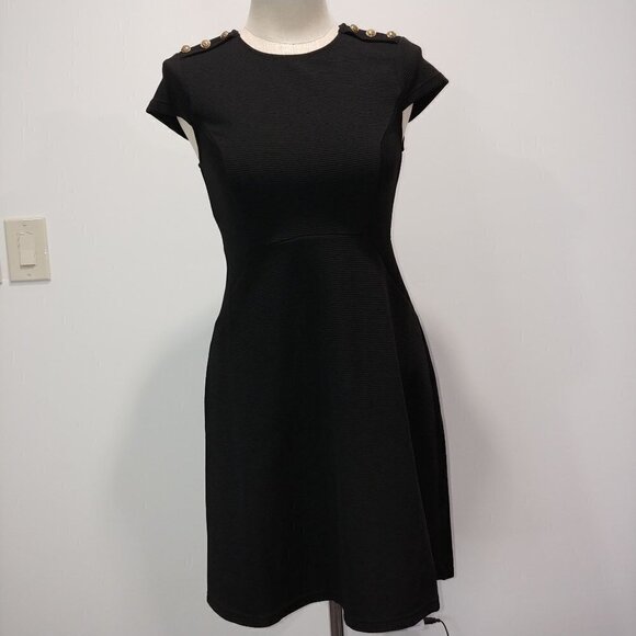 2/$30 Spenser Jeremy NWT Cap Sleeve Dress 8 Black Fit And Flare Career - Picture 1 of 12